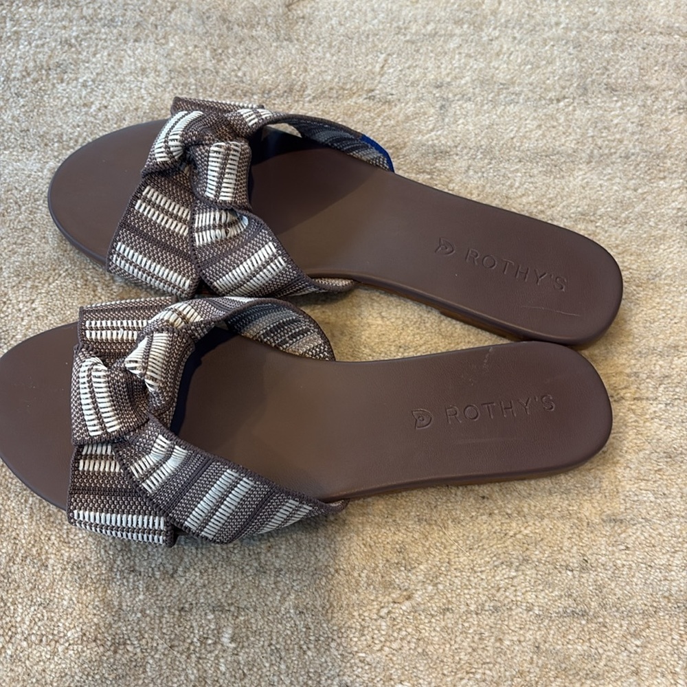 Rothy's The Knot Sandal Twist Slide Taupe Retired - Picture 4 of 8